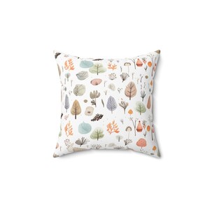Woodland Themed Faux Suede Square Pillow