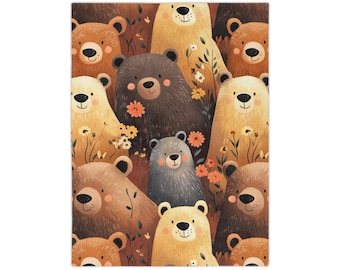 Niedlicher Bären Blumen Cabin Gemütlicher Überwurf für Holz Cabin Bear Lover, Geschenk für Sie, Holiday Home Decor, Winter