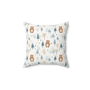 Wood Bear Faux Suede Square Pillow