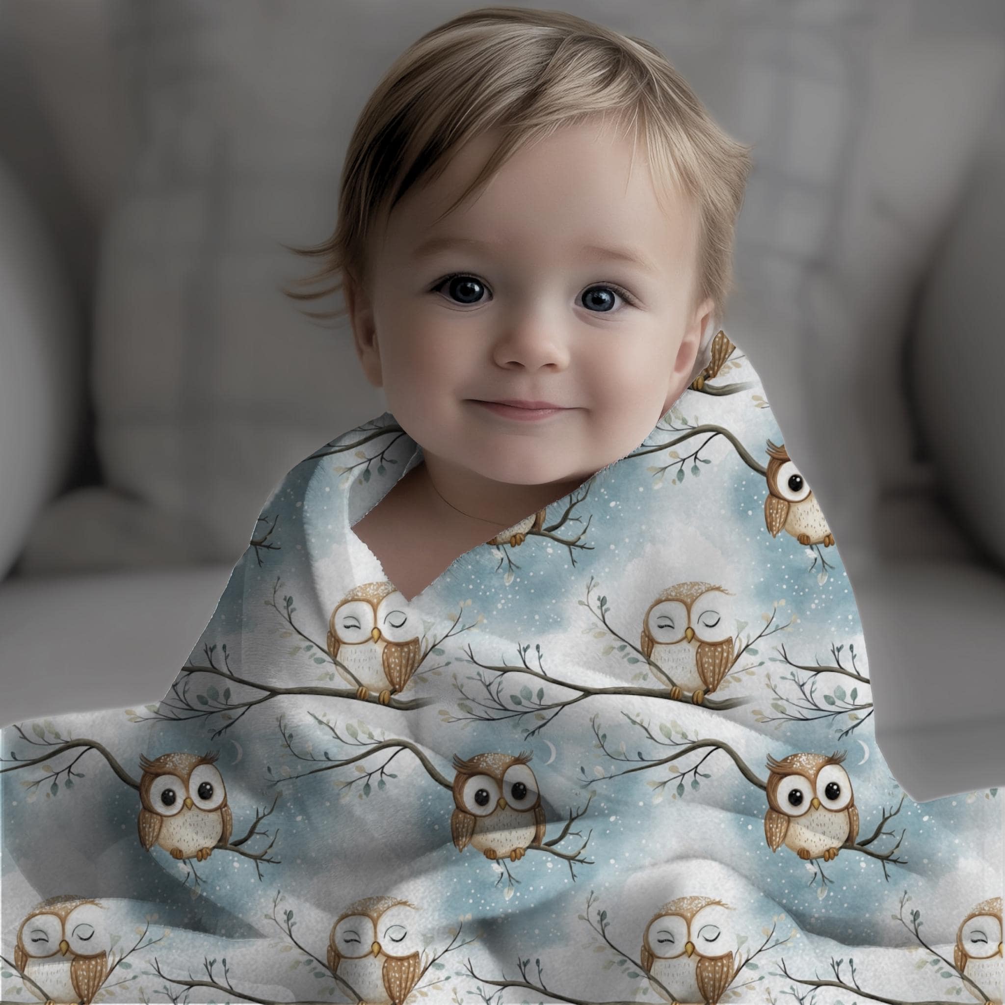 Nursery Blanket, Baby Blanket, Owl Blanket, Velveteen Microfiber Blanket, Woodland Baby Shower Gift