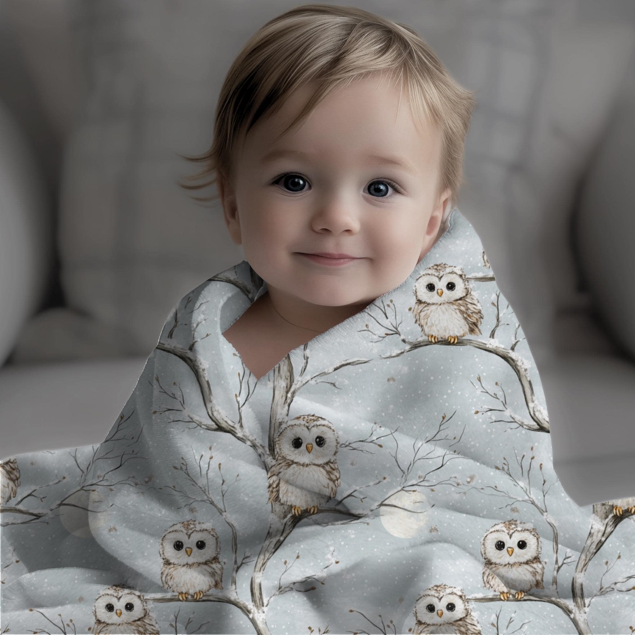 Baby Blanket, Nursery Decor, Velveteen Microfiber Owl Blanket, Shower Gift, Soft Kids Throw, Animal 