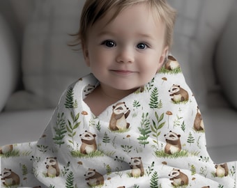 Adorable Badger Design Velveteen Microfiber, Honey Badger Animal Lover Baby Blanket - Gift for Badger Lovers, Cute Nursery Blanket,