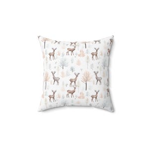 Pillow Cover, Deer Themed Square Pillow, Cute Nursery Decor, Toddler Room Accent, Hunting Room Pillow, Faux Suede Pillow