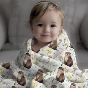 Otter Blanket, Cute Sea Animal Lover Gift, Cuddly Otter Baby Nursery Decor, Cozy Animal Throw, Kids Bedroom. Baby Shower Gift. Birthday Gift