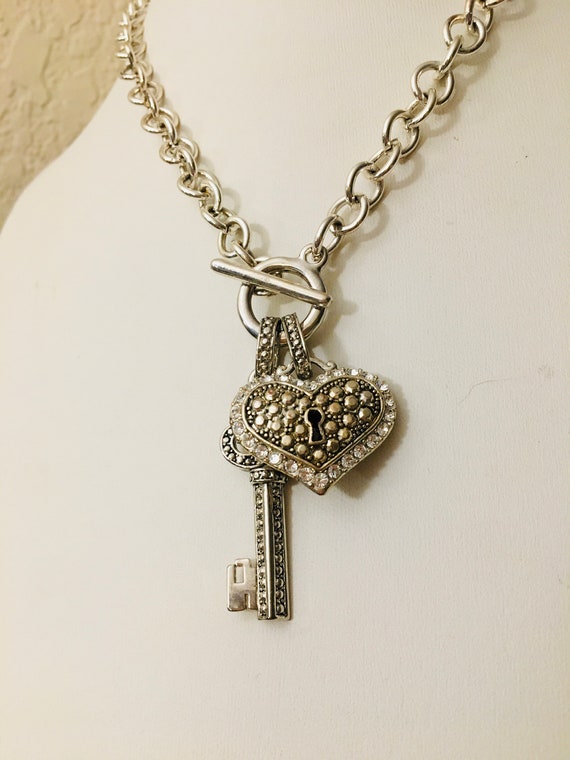 HEART & KEY CHARM Necklace, Key to My Heart Toggl… - image 3