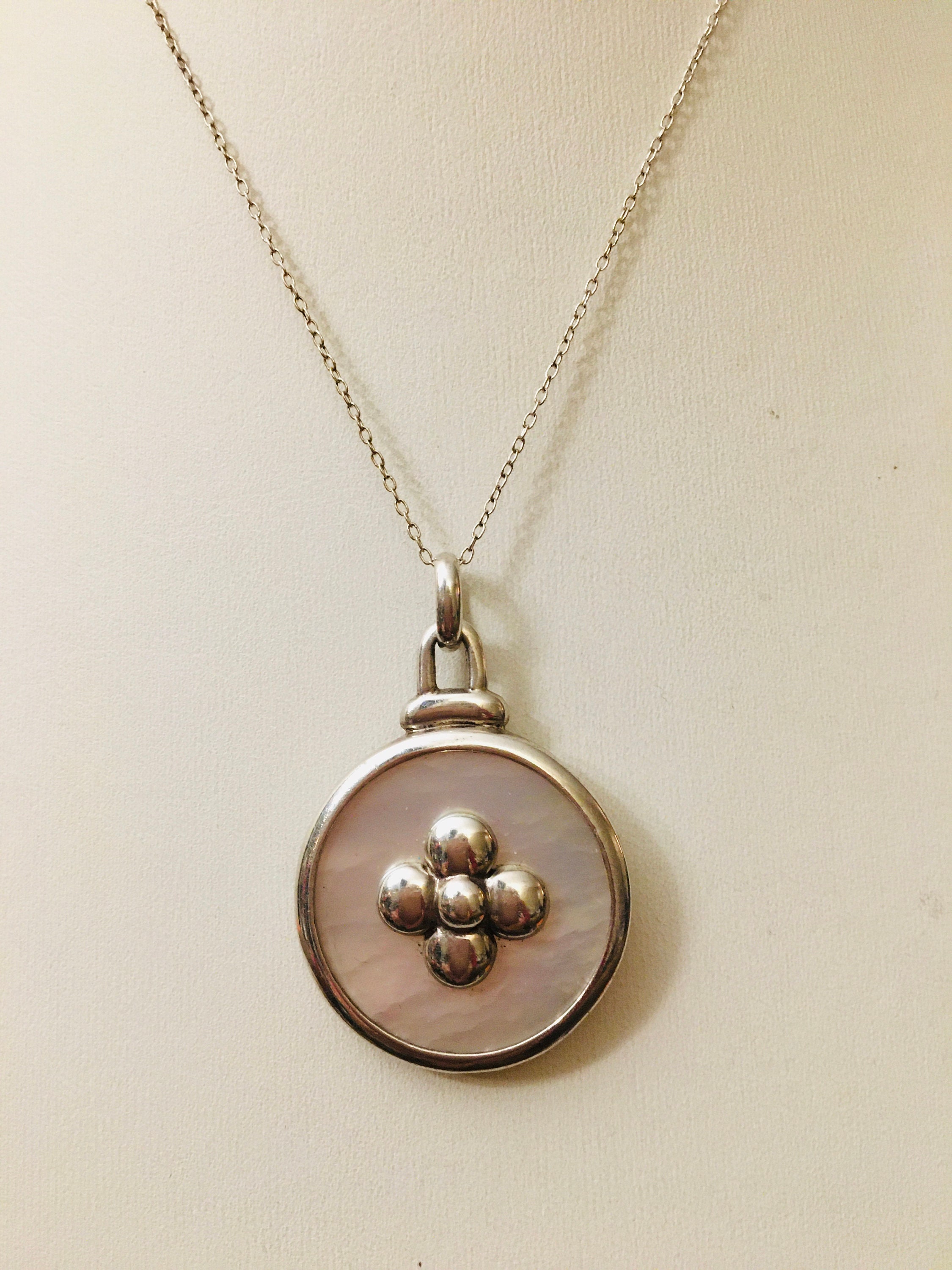 Sterling Designer Pendant Necklace Signed A 925 MOP Mother Etsy