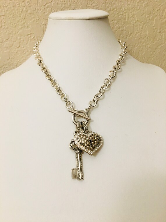HEART & KEY CHARM Necklace, Key to My Heart Toggl… - image 2