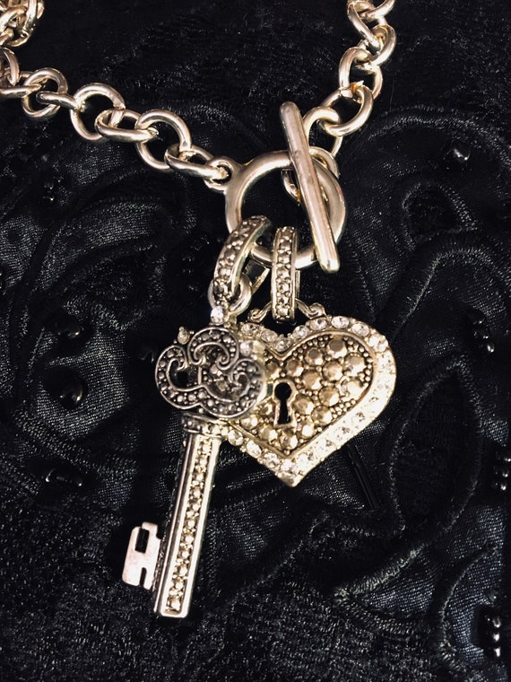 HEART & KEY CHARM Necklace, Key to My Heart Toggl… - image 1