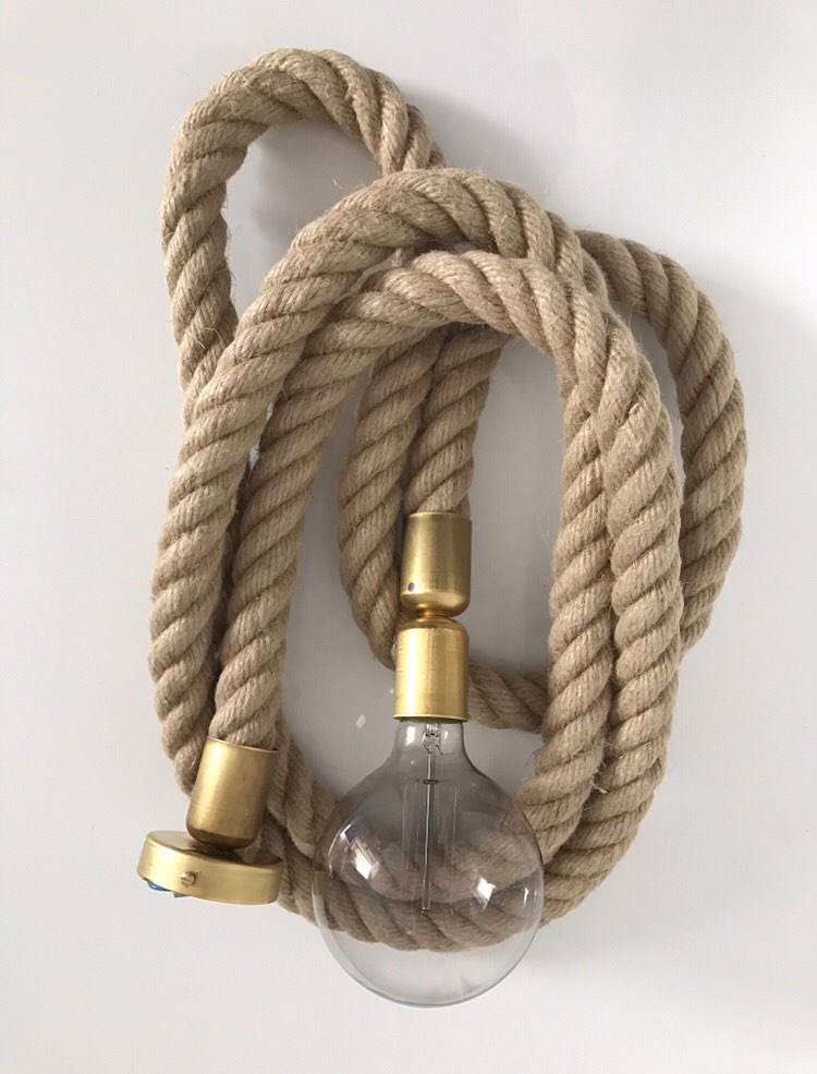 Mercantile design rope and brass pendant lamp best sale