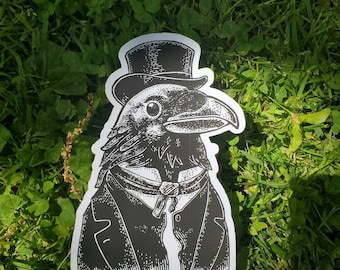 Vintage Raven or Crow Steampunk Sticker