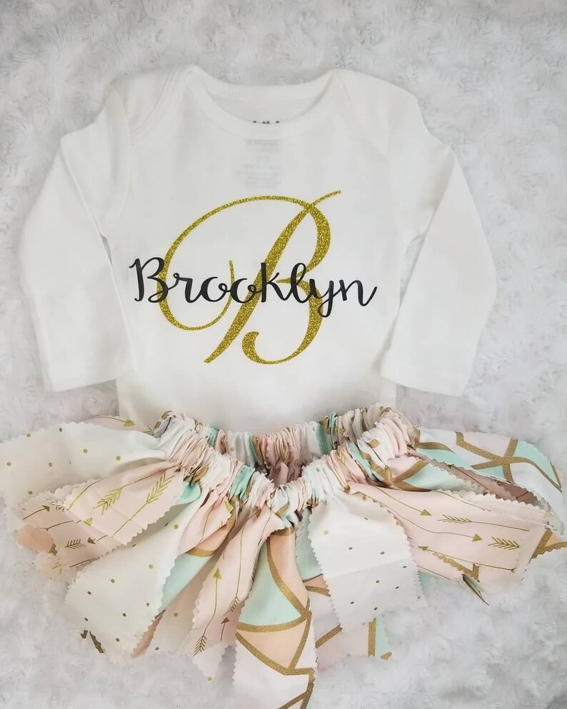 Personalized Onesie /& Fabric Tutu set|Personalzied Birthday Outfit|Fabric Tutu|Custom Onesie|Custom Tutu