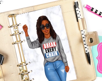 African American Woman Planner Dashboard | A5 A6 Personal, Happy Planner