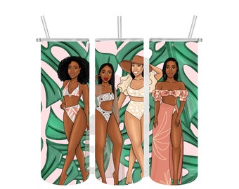 Custom Tumbler|Girls Trip Tumbler|African American Tumbler|Beach Tumbler