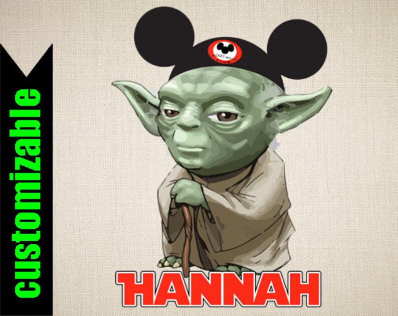 Yoda Mickey Mouse Ears Digital Iron on printable transfer ...