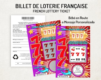 Bébé en Route, o Mensaje Personalizado, Annonce grossesse, Billet de loterie FRANÇAISE, loto, VENTE