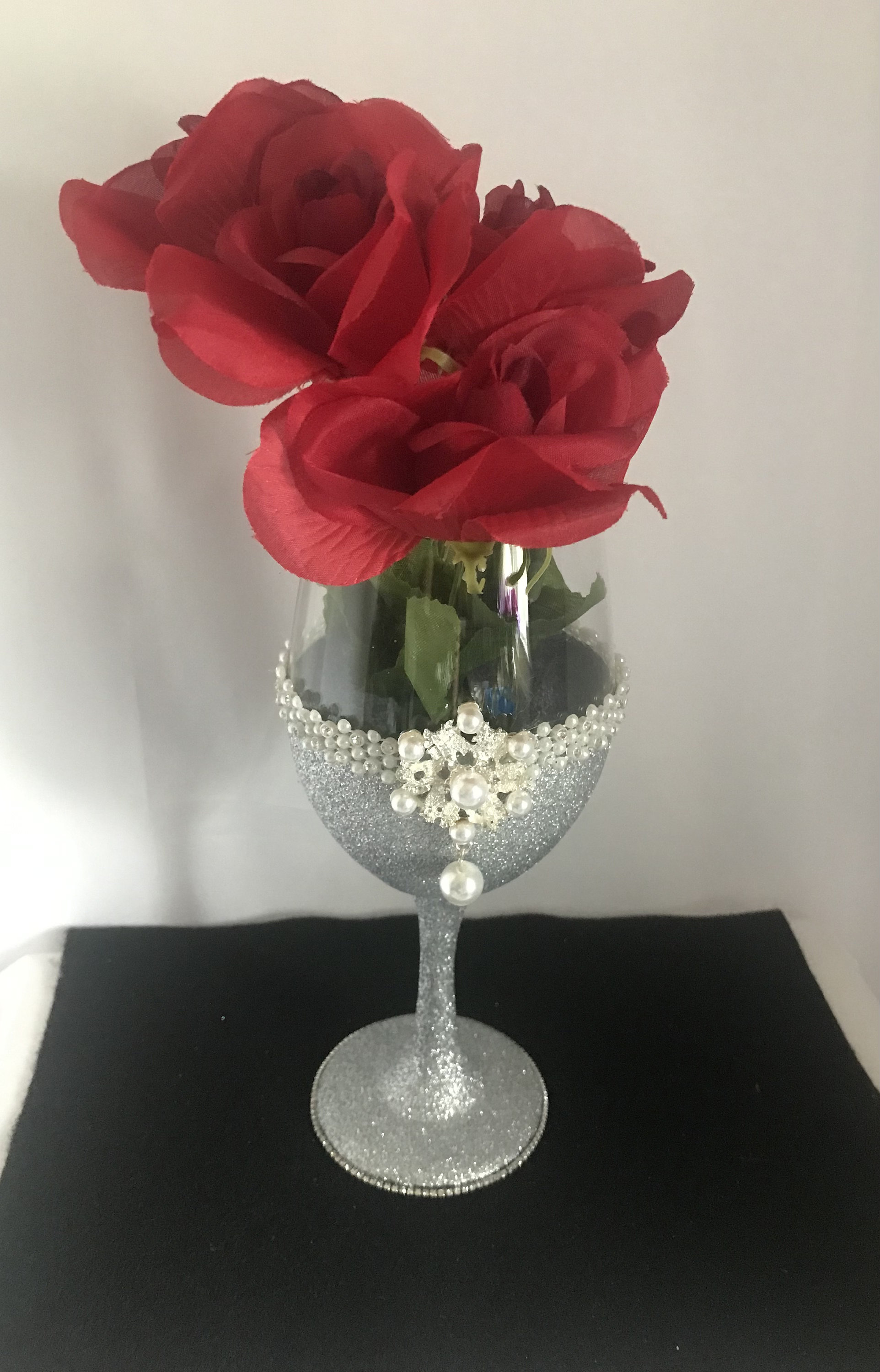 Pearl Flower Silver Wine Glass Candle Holder Custom Pearl Etsy UK