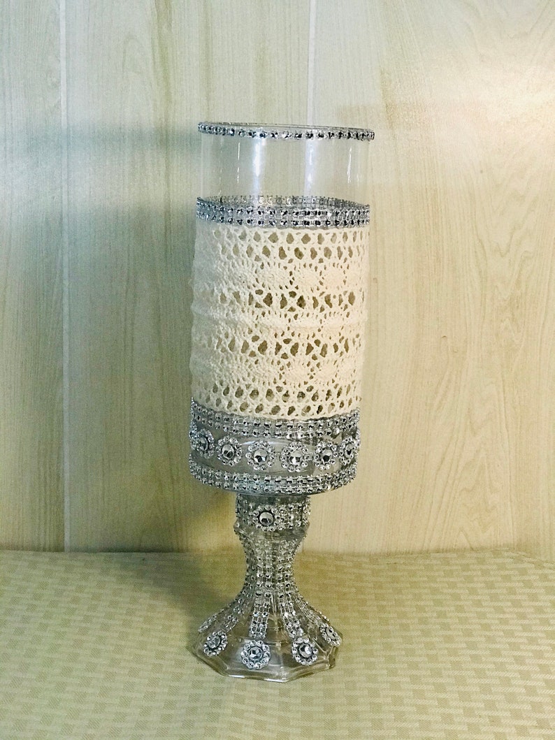 Lace Bow Flower Vase Vintage Flower Vase Tan Lace Fabric Etsy