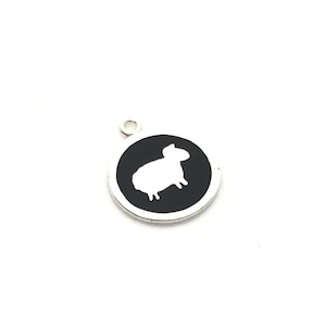 sterling silver and black sheep charm, Animal charm jewelry