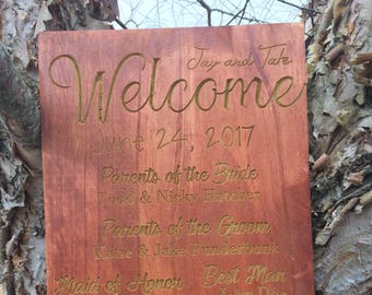 Custom Bridal Wedding Party carved wooden sign / Decor for Wedding