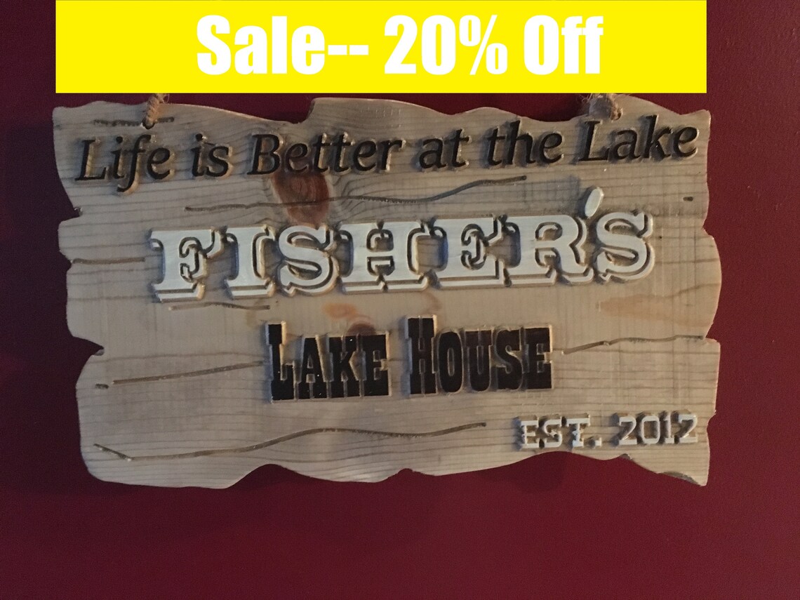 Wood Lake Sign Custom Lake House Signs Family Name Sign Lake Etsy