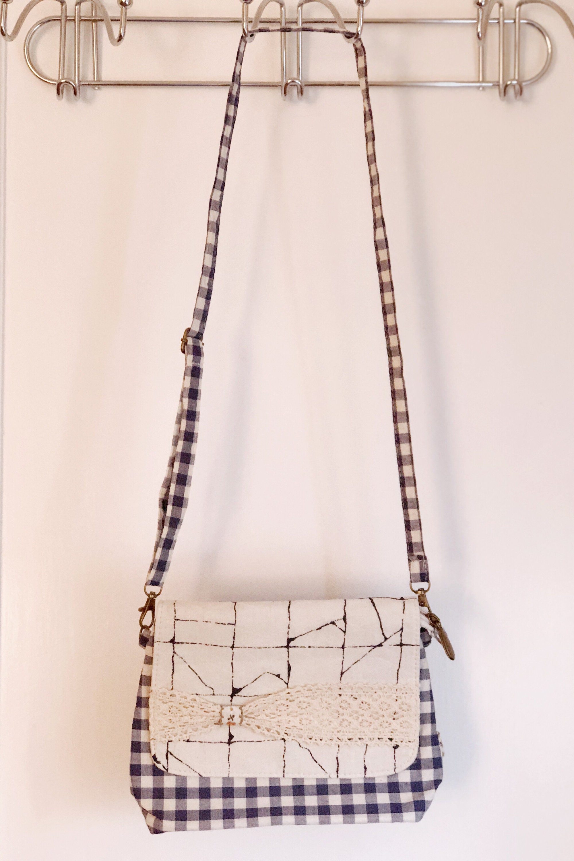 Organic Cotton Crossbody Bag Marble Crossbody Purse Plaid Stripe Eco