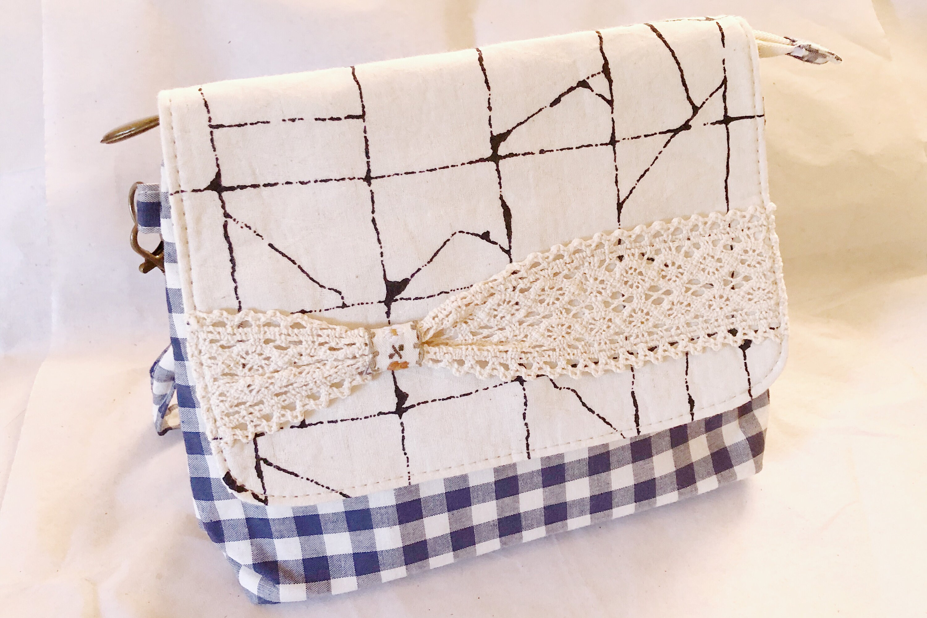 Organic Cotton Crossbody Bag Marble Crossbody Purse Plaid Stripe Eco