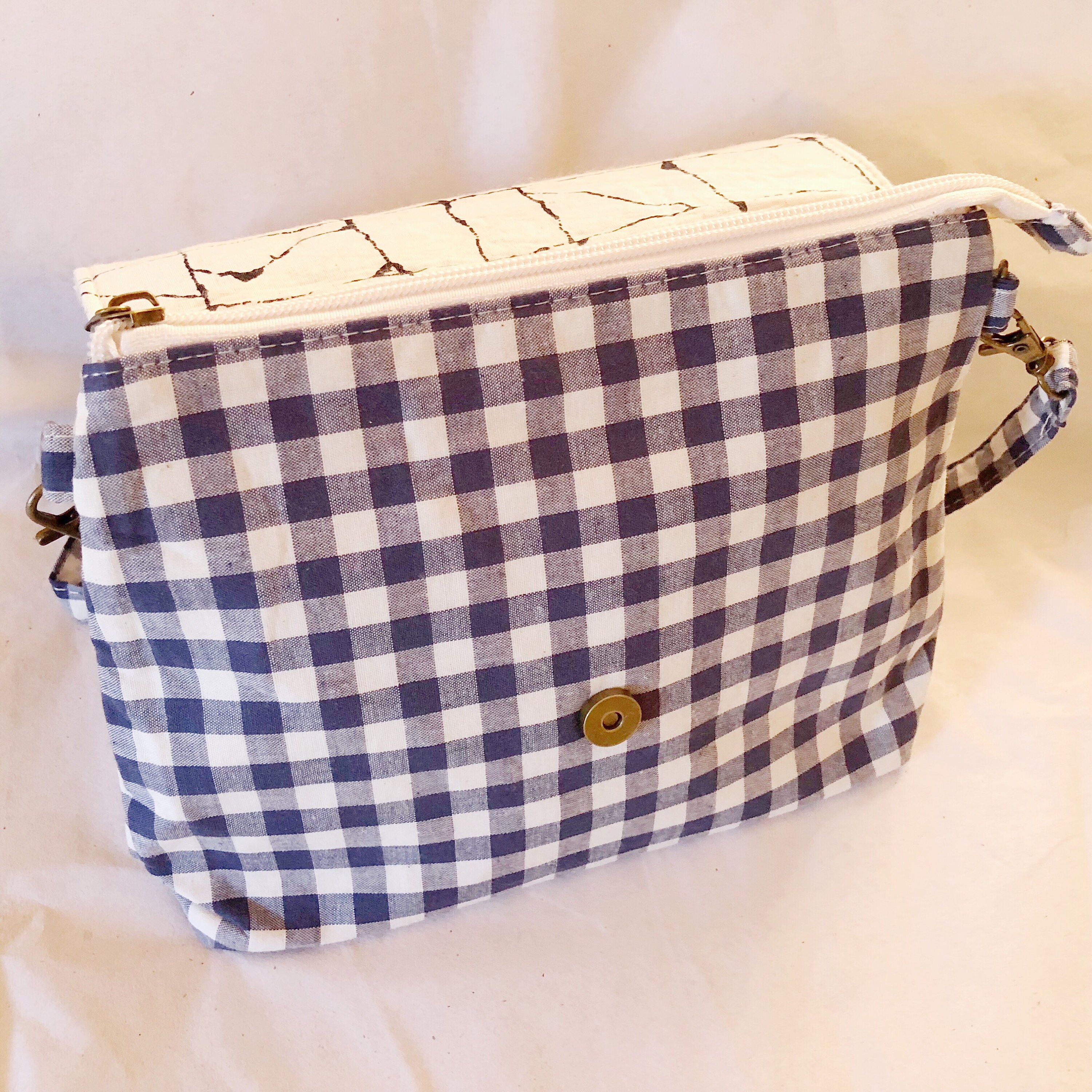 Organic Cotton Crossbody Bag Marble Crossbody Purse Plaid Stripe Eco