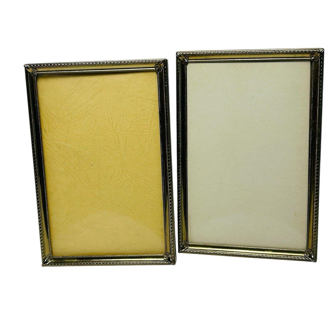 Vintage Gold Metal Etched Picture Frame Lot of 2 Floral Edge 4x6 ...