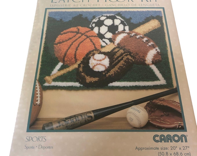 NEW Caron Wonderart Sports Latch Hook Kit Soccer Basketball Football ...