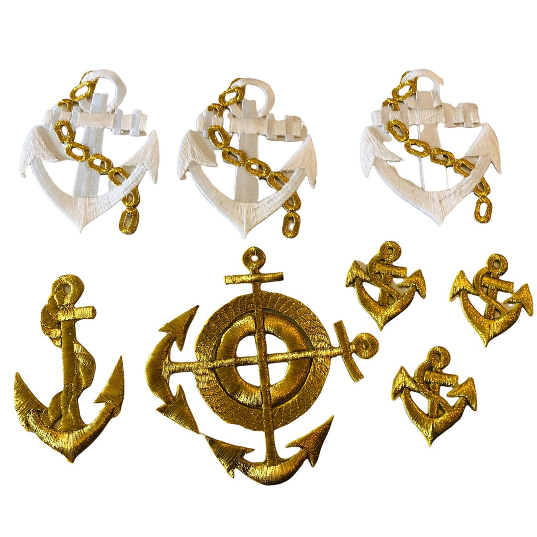 Anchor Rope Chain Ironon Patch Lot of 8 Metallic Gold White Nautical Etsy