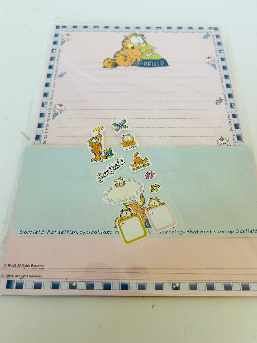 Garfield Korean Stationery Letter Set 3 Envelopes Paper Stickers NEW Etsy