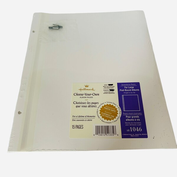 Hallmark AR1046 Photo Album Scrapbook Pages Refill NEW Sealed Post Bound