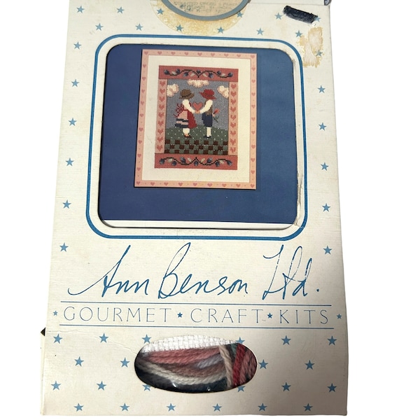 Vintage Ann Benson One Heart Needlepoint Cross Stitch Kit 1987 Country