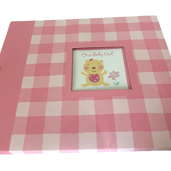 Hallmark Baby Girl Memory Book Album Pink Gingham New in Sleeve 10X9 Inch