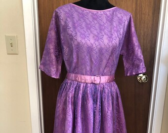 Vintage lace purple dress, party dress, purple lace dress, rockabilly cocktail dress