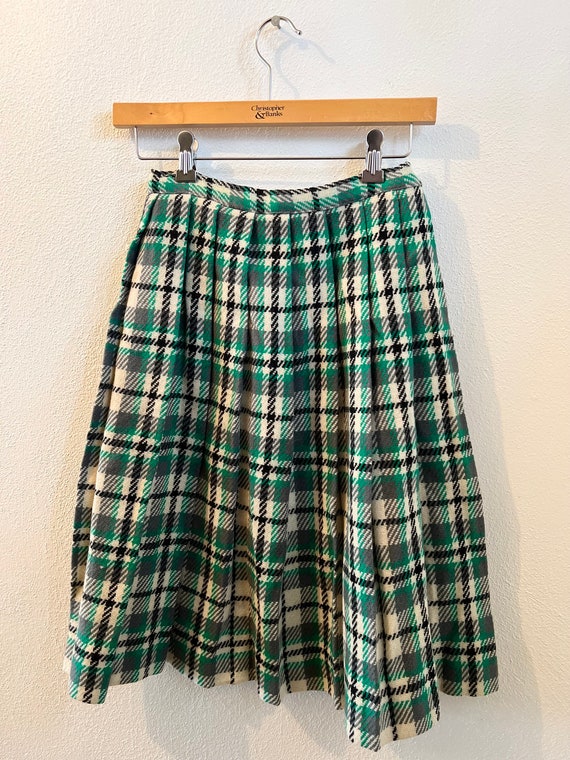pleated plaid wool skirt, winter skirt, vintage s… - image 1
