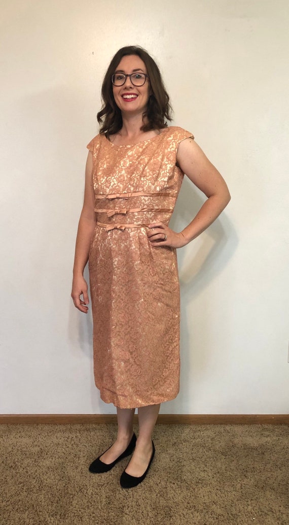 Vintage Lace Wiggle Dress, Rose Gold, 1950s Formal - Etsy