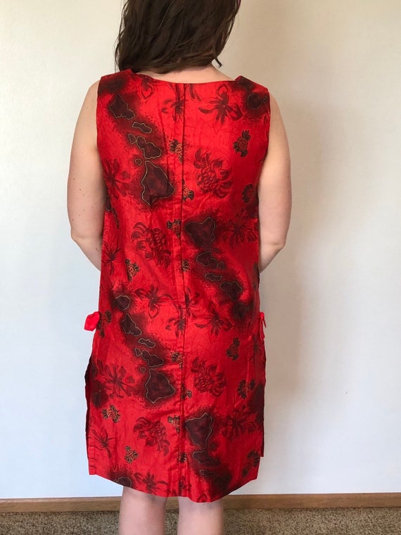 Vintage Royal Hawaiian red dress, women's 1960s c… - image 2