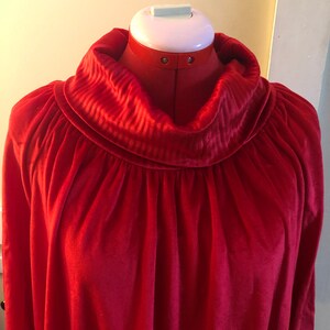 Vintage red velvet robe, lounging robe, Christmas robe, hostess robe 1970s
