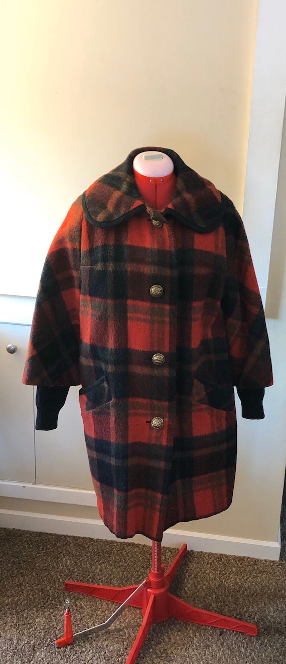 Vintage 1960s red plaid Minnesota Woolen coat, Wom