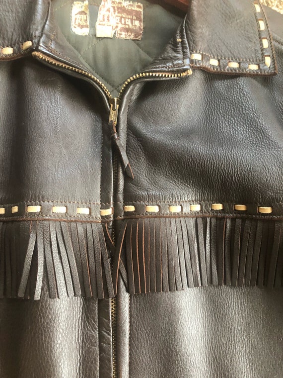 Mens vintage fringed buckskin jacket, W.B.Place &… - image 9