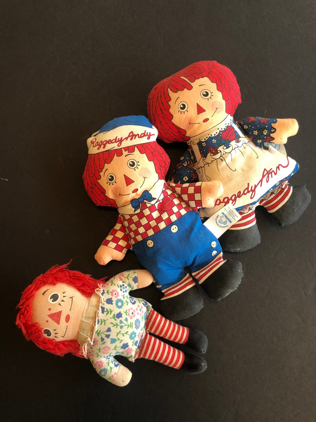 Raggedy Ann and Andy Bean Bag Dolls, Small Raggedy Ann Doll, Vintage