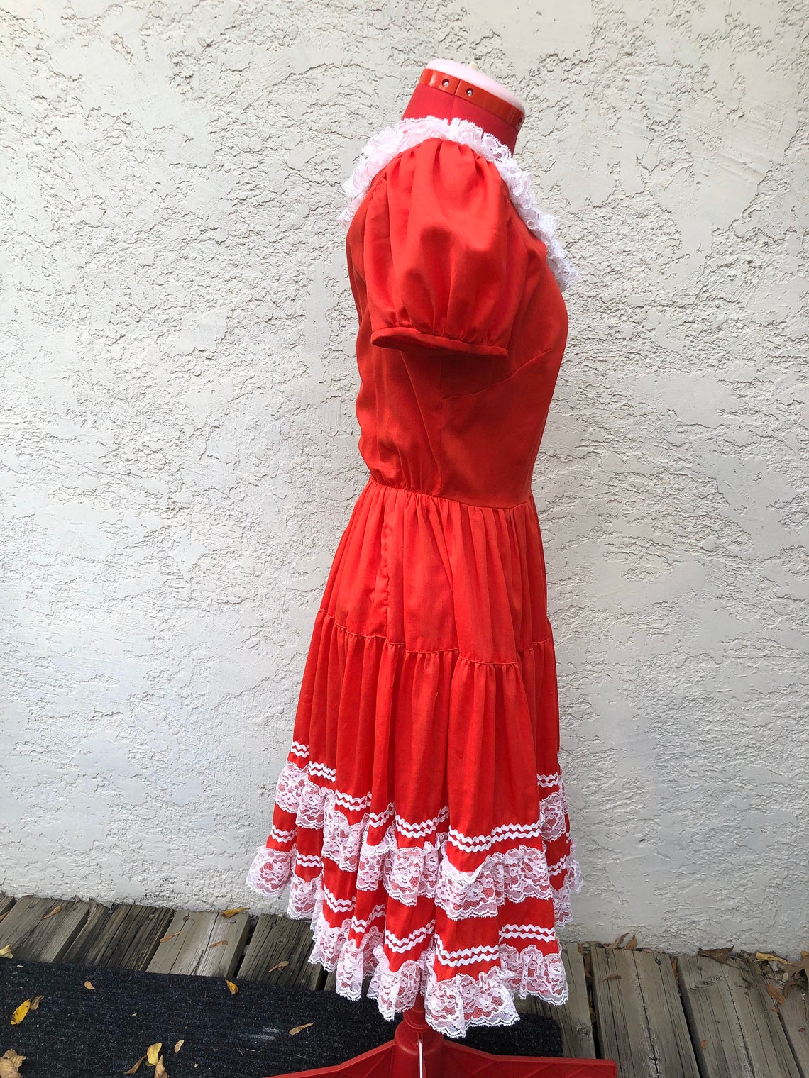 Robe de danse carrée rouge vintage robe western country | Etsy