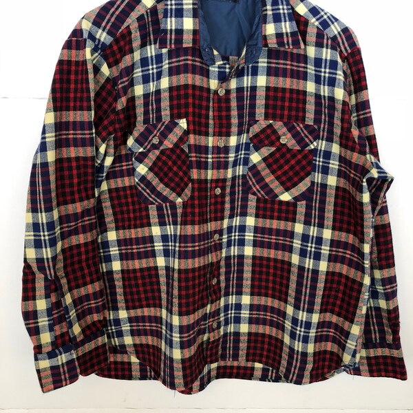 Vintage plaid mens shirt, Arrow Sports Wear,collared button button down shirt