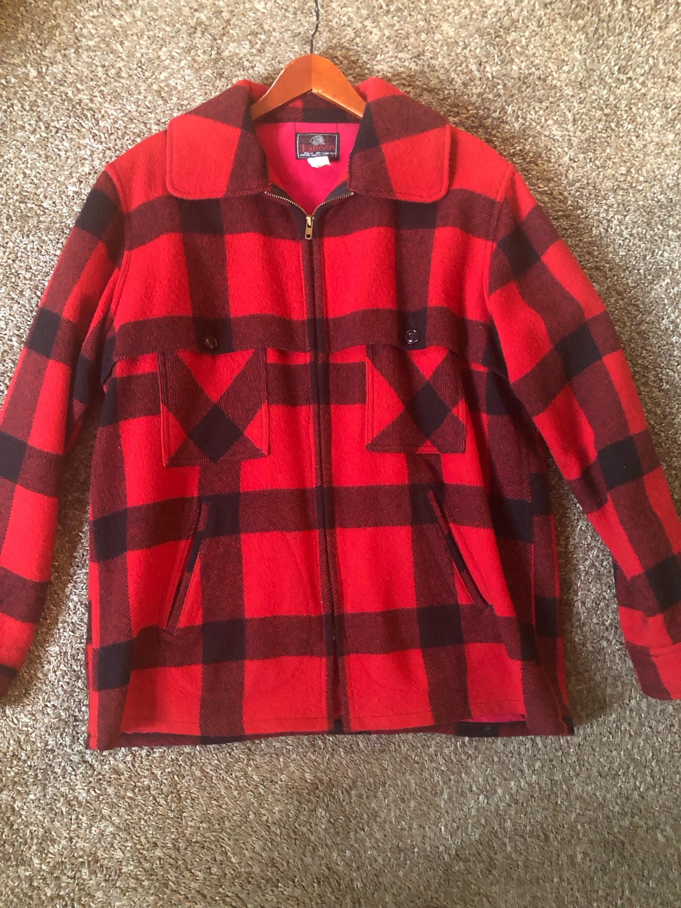 Vintage Johnson Woolen Mills Hunting Jacket, Red Plaid, Size 46 - Etsy
