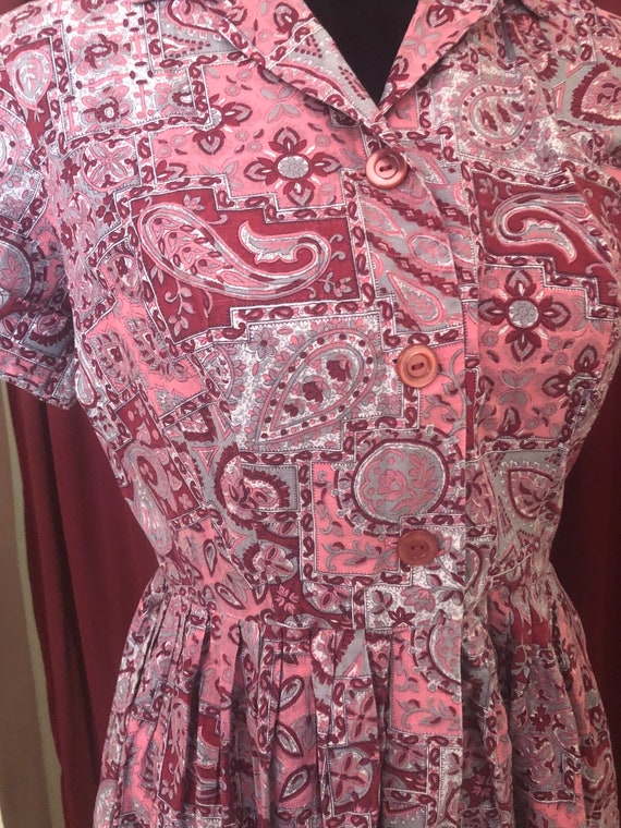 Vintage  womens shirt waist dress, paisley cotton… - image 8