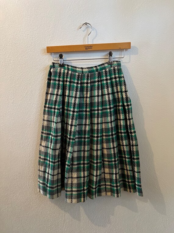 pleated plaid wool skirt, winter skirt, vintage s… - image 3