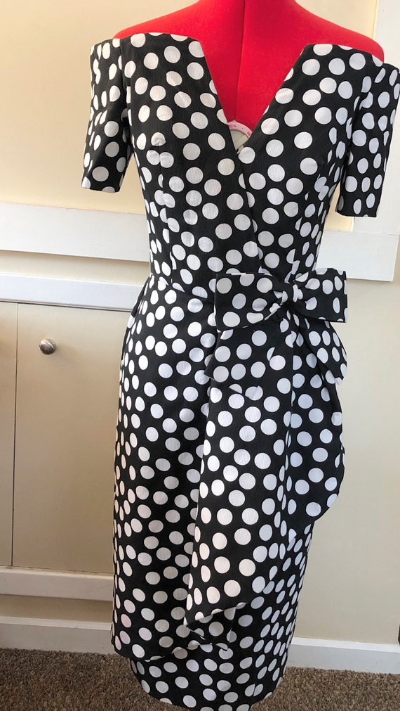 Vintage Victor Costa womens 1980s polka dot dress,