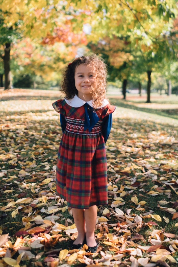 Girls plaid dress with smocking, girl’s vintage d… - image 2