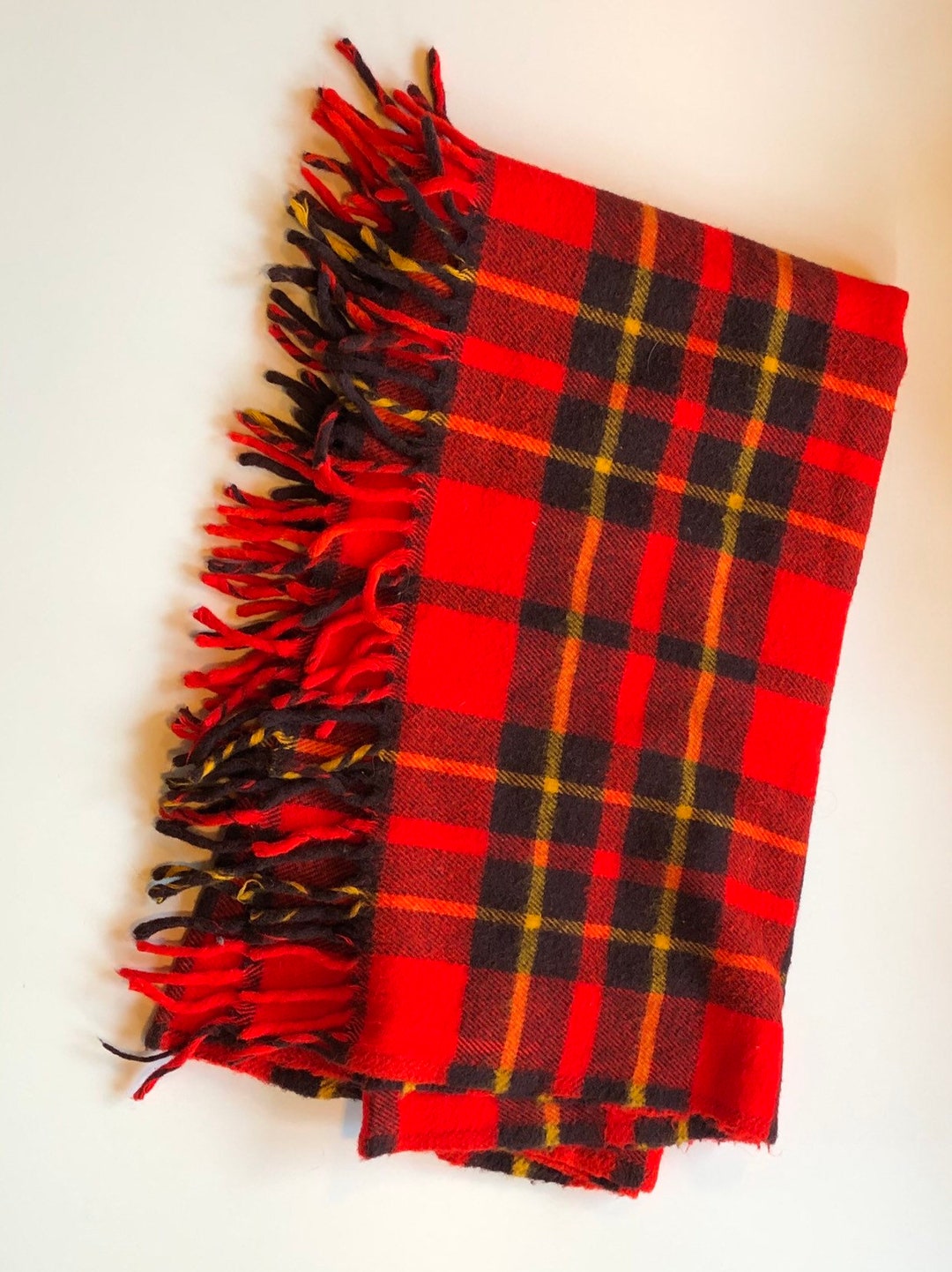 Vintage Red Tartan Plaid Throw Vintage Stadium Blanket Etsy